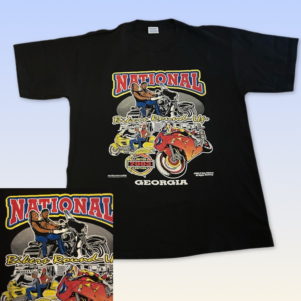 Y2K Vintage African-American Bikers Motorcycle Club Rally Graphic T-Shirt